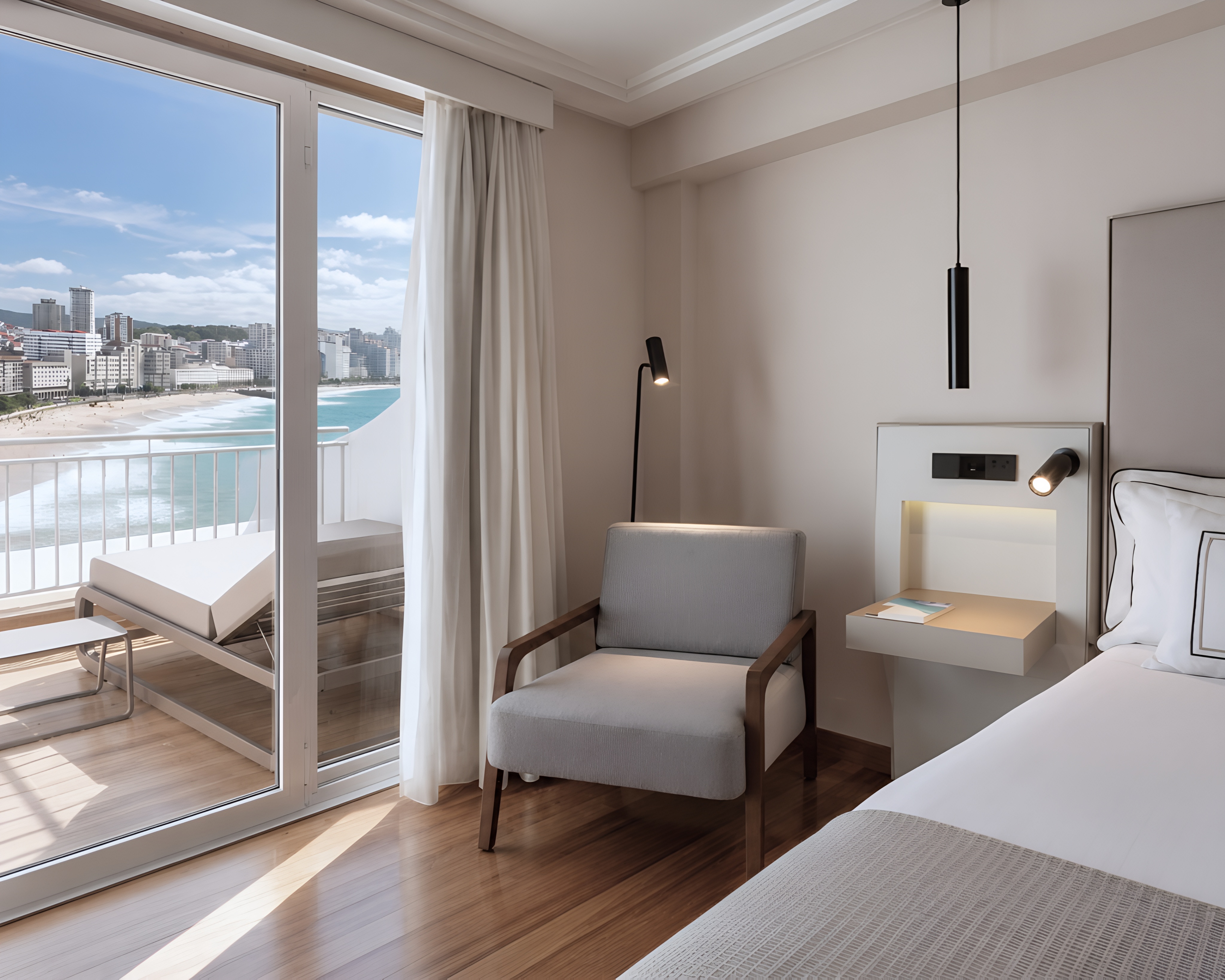 Habitación Meliá María Pita con vistas a la playa de Riazor
